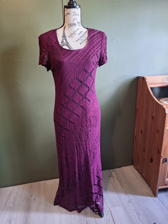 Giorgio Sant Angelo Dresses & Skirts - Vintage Knit Lace Maxi Dress in Plum